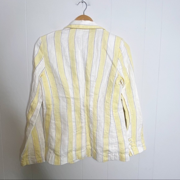Frame Jacket Yellow White Striped Linen Blazer Jacket 2 - Picture 5 of 8